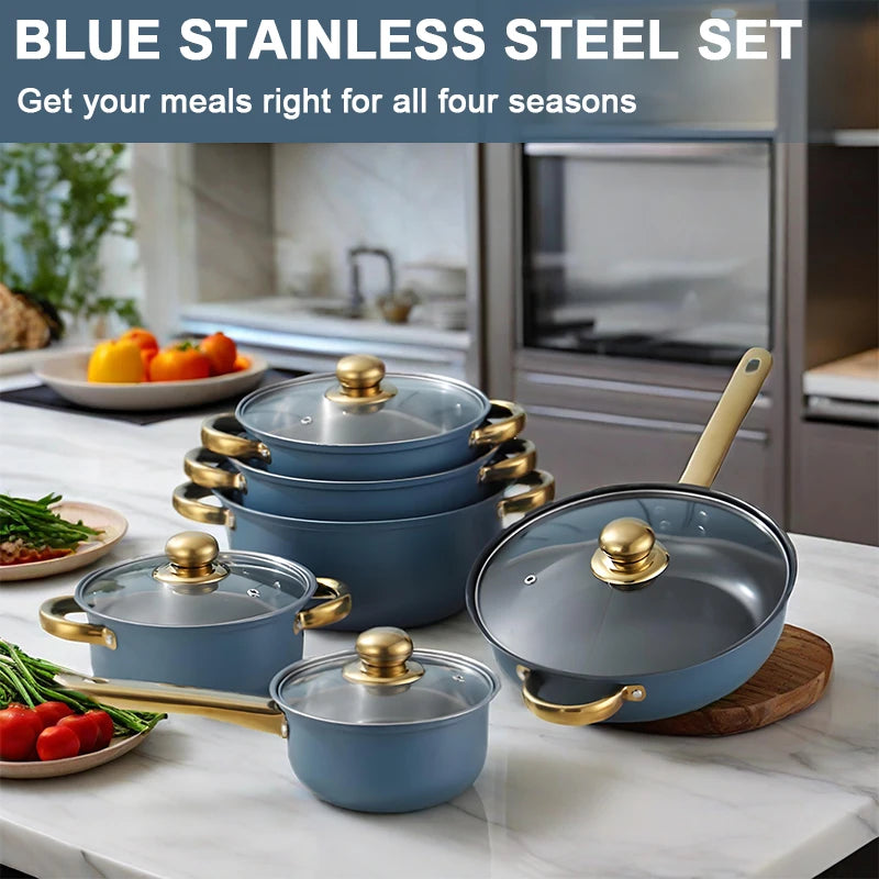 12-Piece Red Stainless Steel Cookware Set