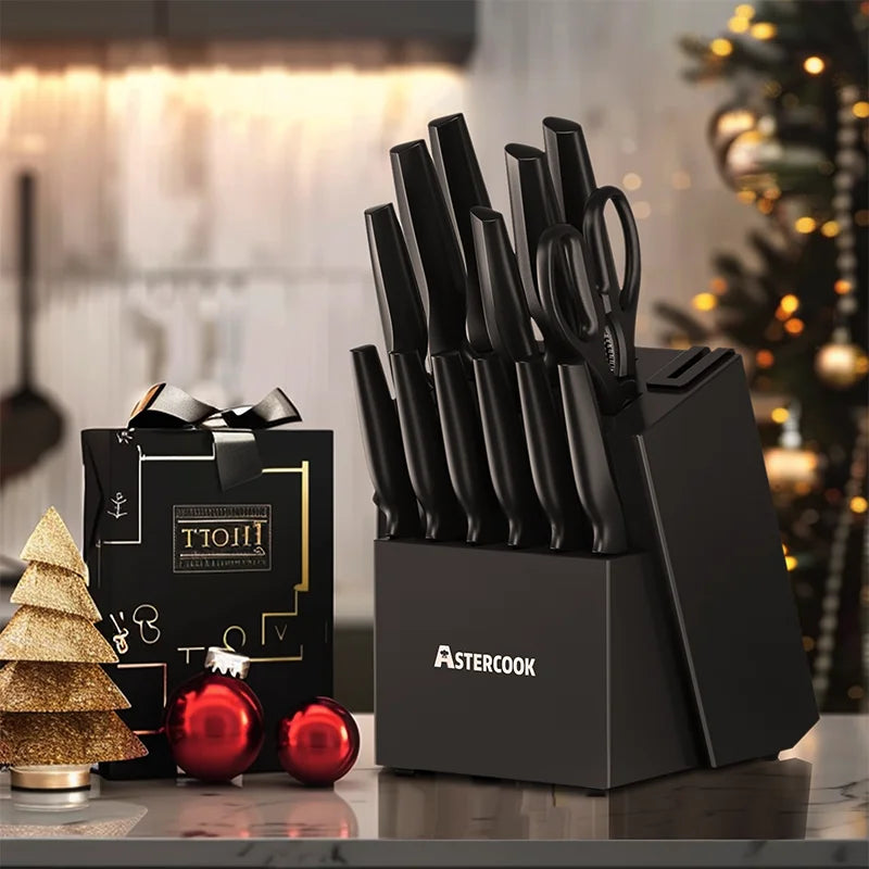 15-Piece Stainless Steel Knife Block Set