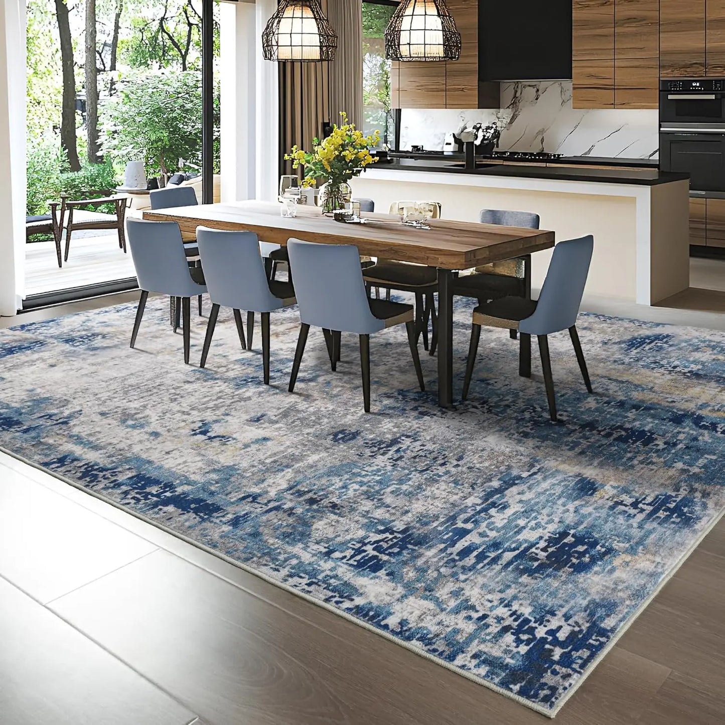 Modern Abstract Boho Area Rug for Living Rooms