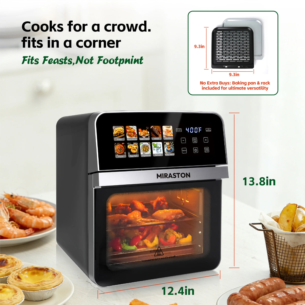 10QT Digital Air Fryer Toaster Oven Combo with 10 Presets