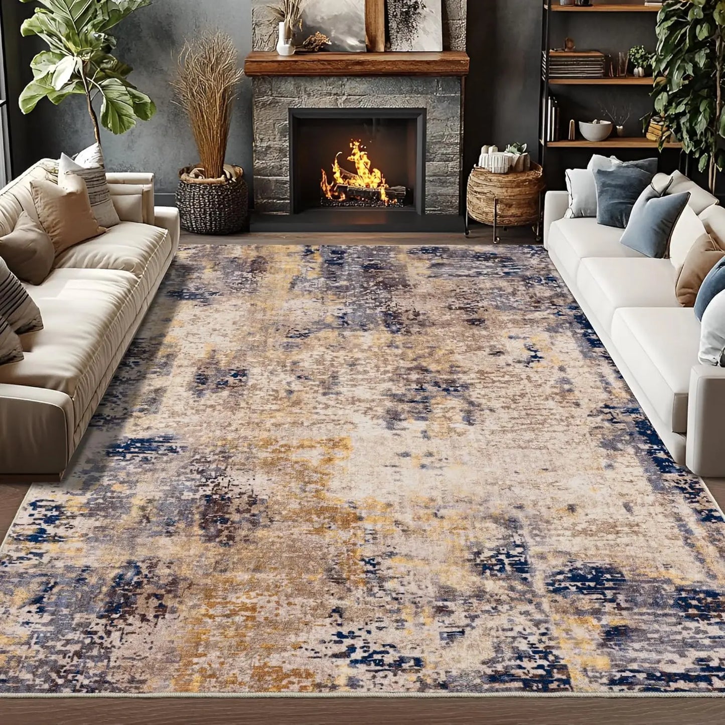 Modern Abstract Boho Area Rug for Living Rooms