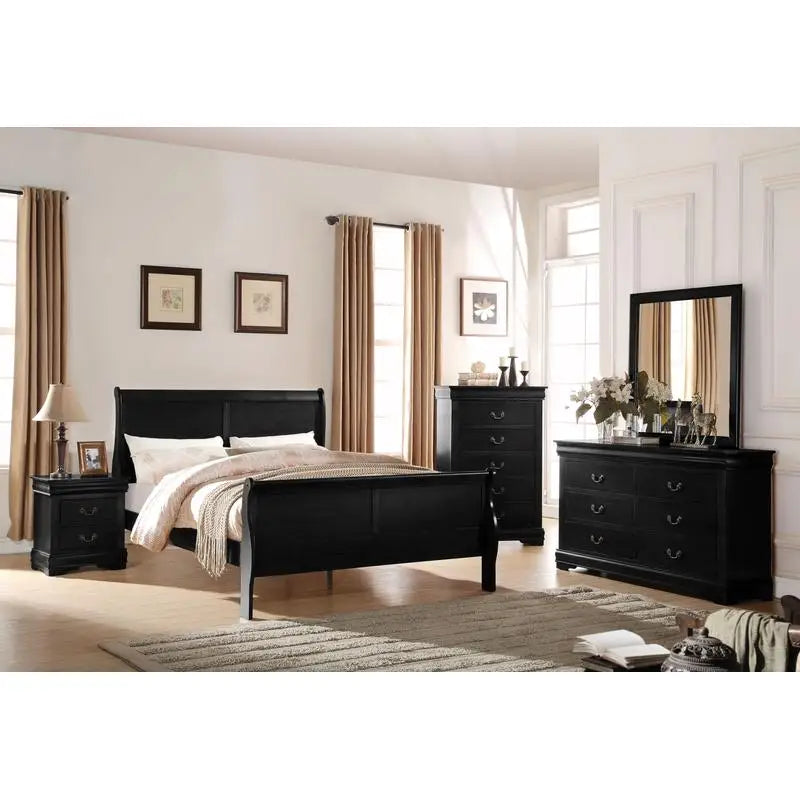 Black 2-Piece King Bedroom Set Modern