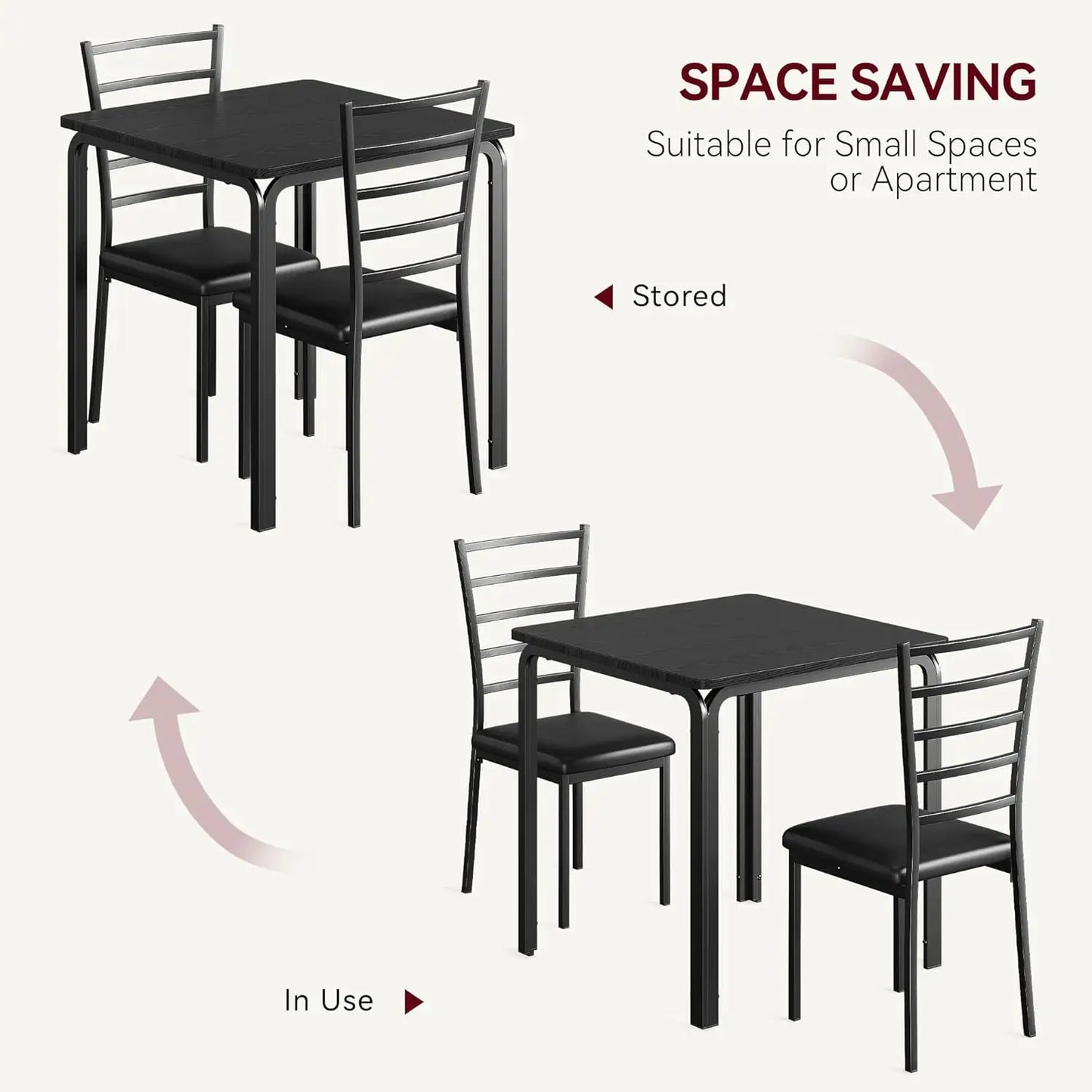 Space Saving 3-Piece Dining Table Set