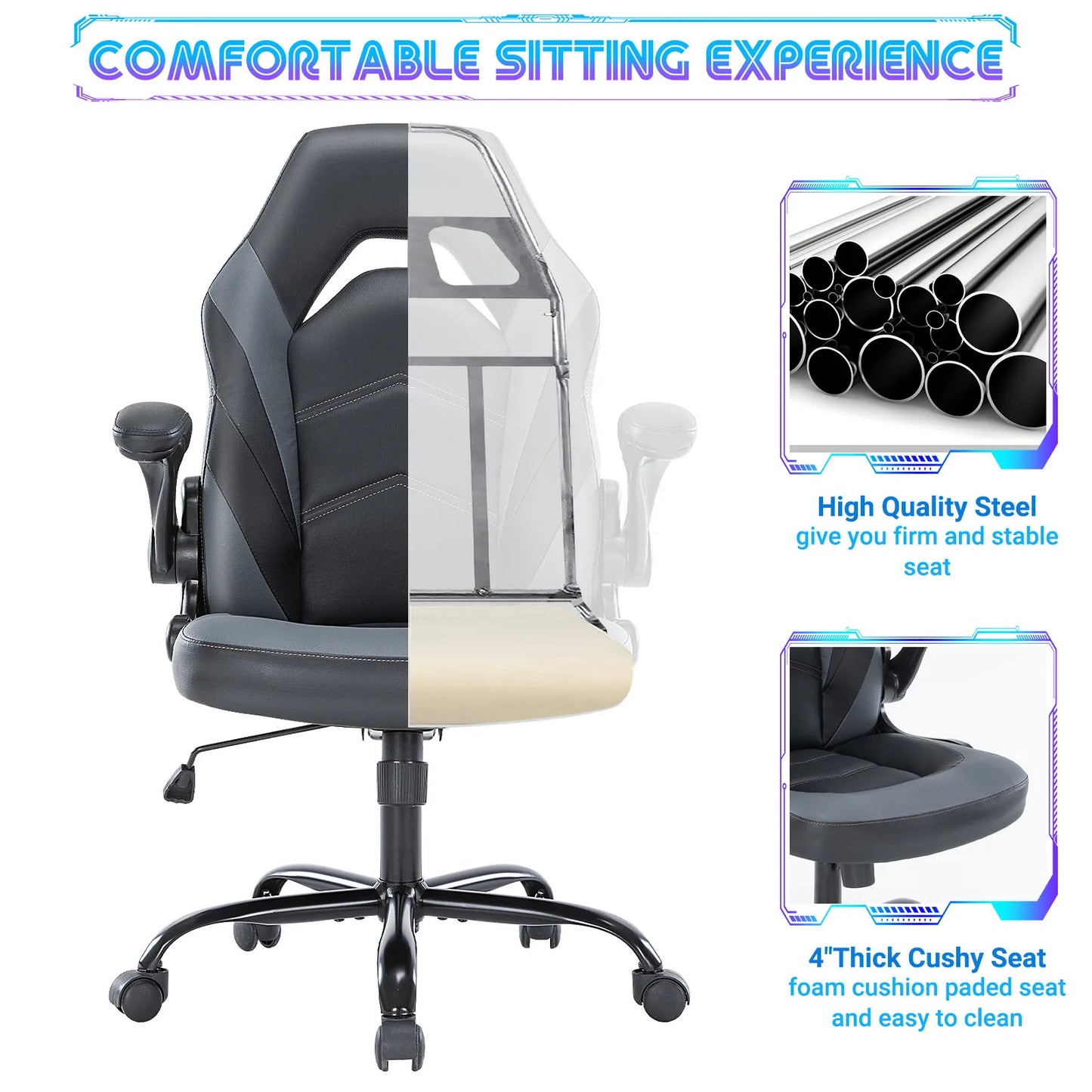 Ergonomic Gaming Office Chair PU Leather Adjustable