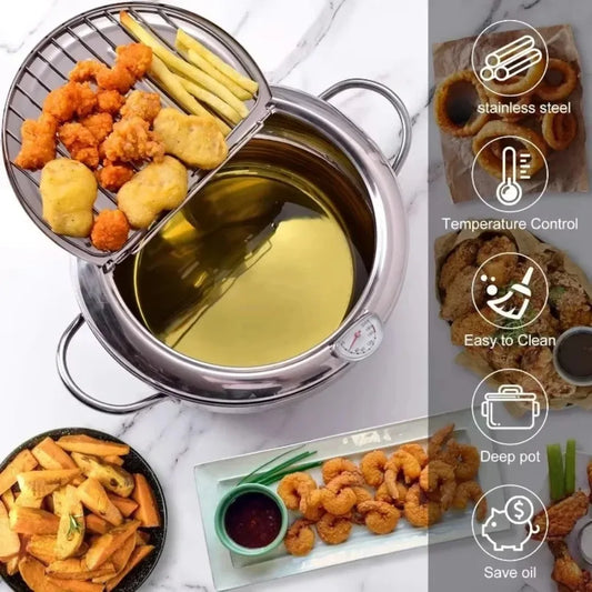 Multifunctional Deep Fryer with Thermometer & Rack