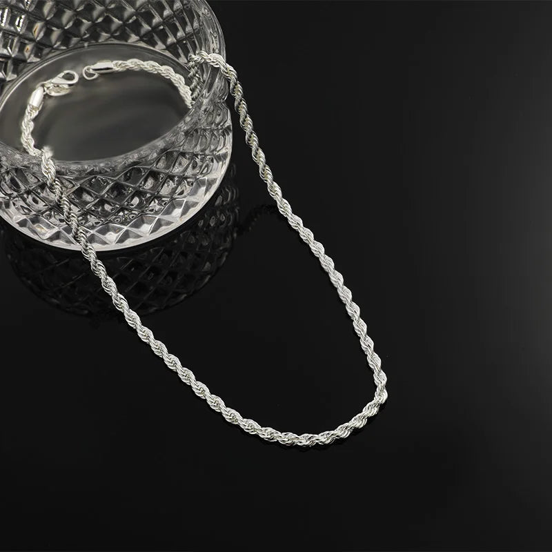 2pcs Silver Plated Necklace Bracelet Set