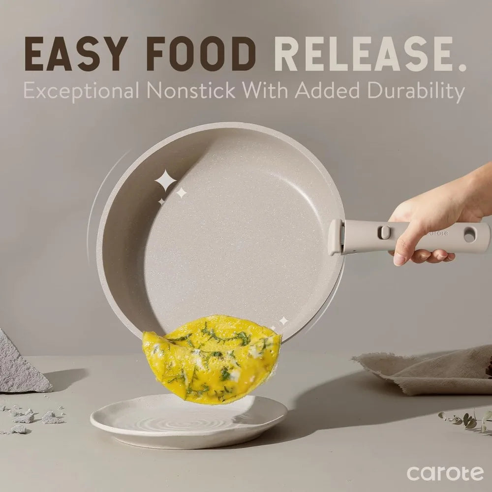 16-Piece Nonstick Cookware Set Detachable Handles