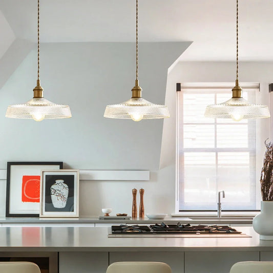 Nordic Retro Glass Flower Pendant Light