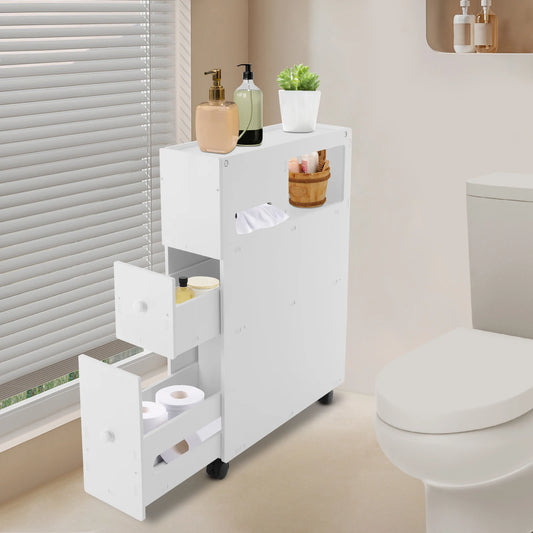 Narrow Bathroom Storage Cabinet Floor Drawer Organizer