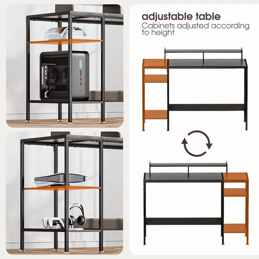 Home Office Desk with Adjustable Monitor Stand