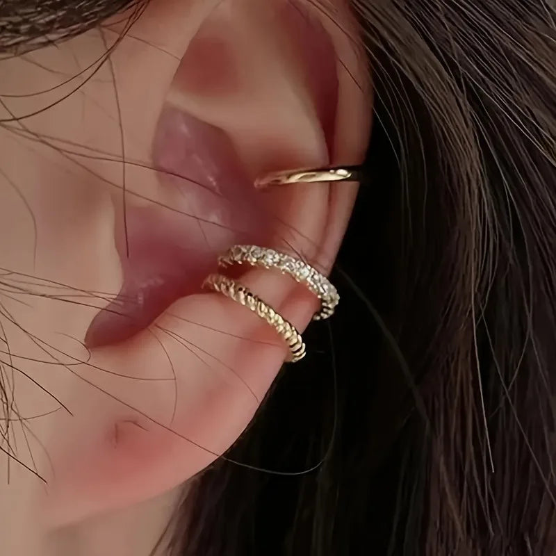 Gold Stainless Steel Clip-On Ear Cuffs