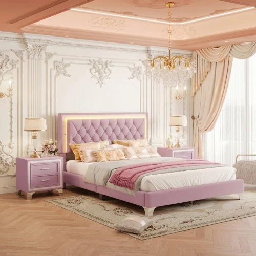3-Piece Queen Bedroom Set LED Lights