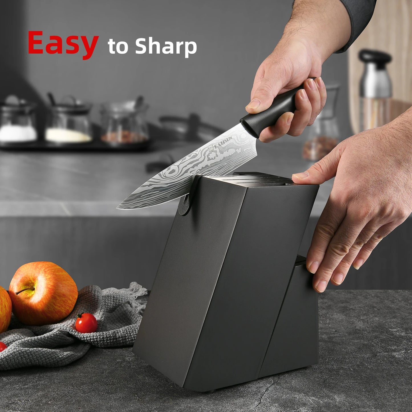 15-Piece Kitchen Knife Block Set w Sharpener