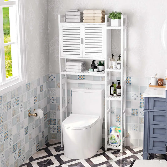 Bamboo Over Toilet Bathroom Storage Cabinet Shelves