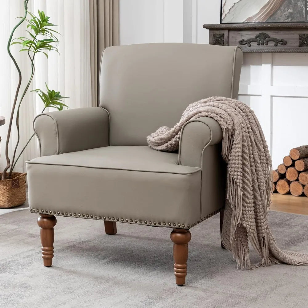 Mid-Century Faux Leather Accent Chair Lounge