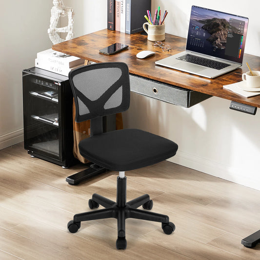 Mesh Armless Office Chair Lumbar Support Swivel
