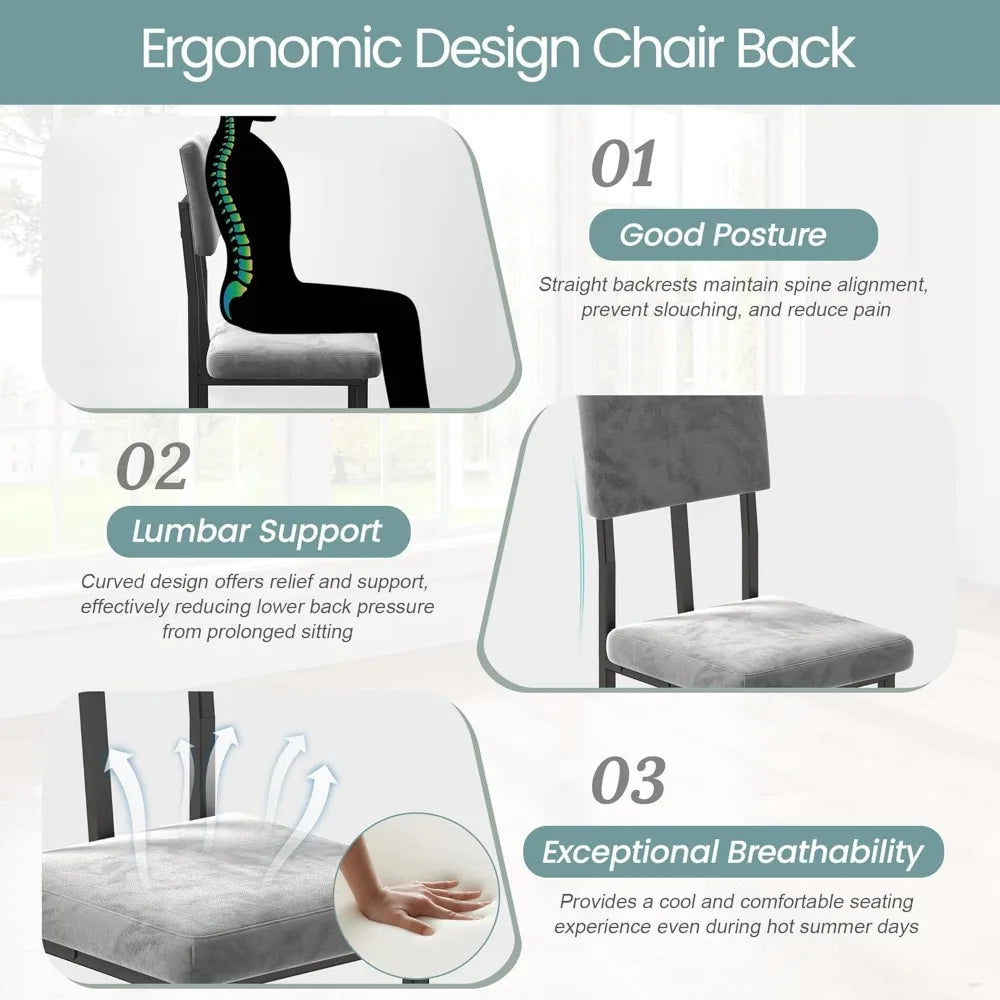 Modern 5-Piece Dining Set Marble Table Chairs