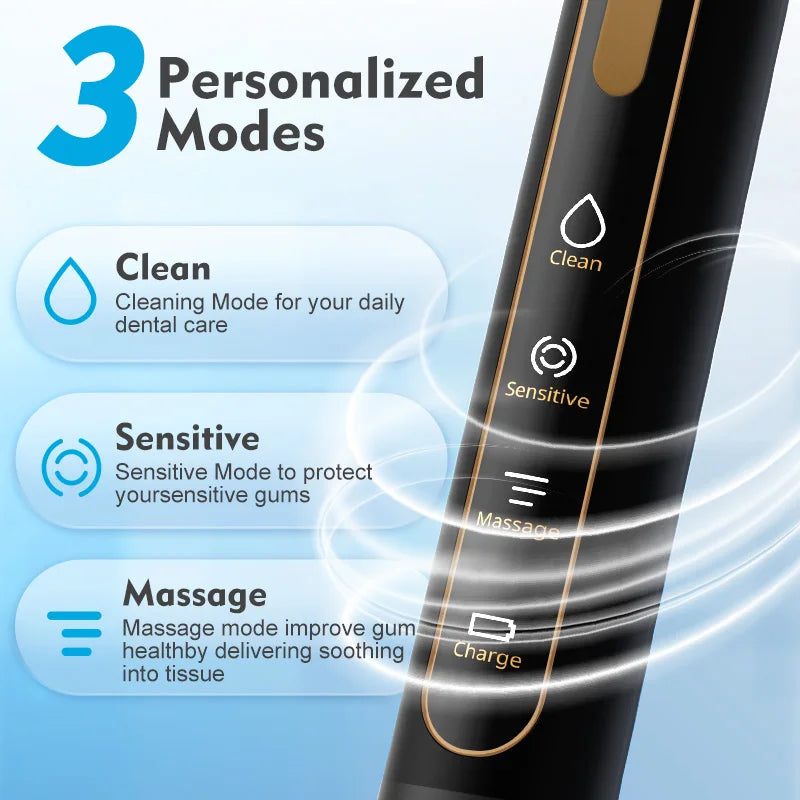 Sonic Electric Toothbrush Rechargeable 3 Modes IPX7