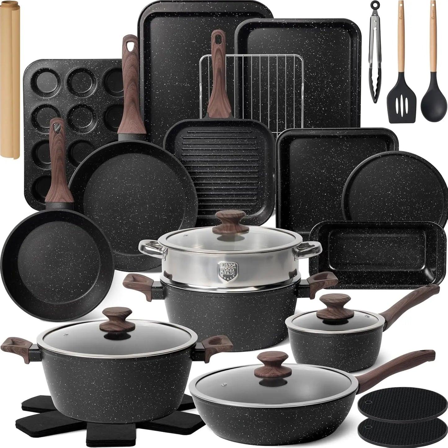 31-Piece Nonstick Cookware Set Pots Pans
