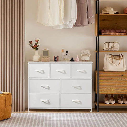 7-Drawer Fabric Dresser Organizer TV Stand
