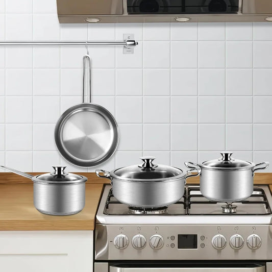 7-Piece Stainless Steel Cookware Pots Pans Set