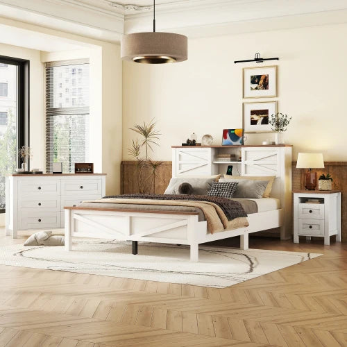 Farmhouse Bedroom Set Bed Nightstand Dresser