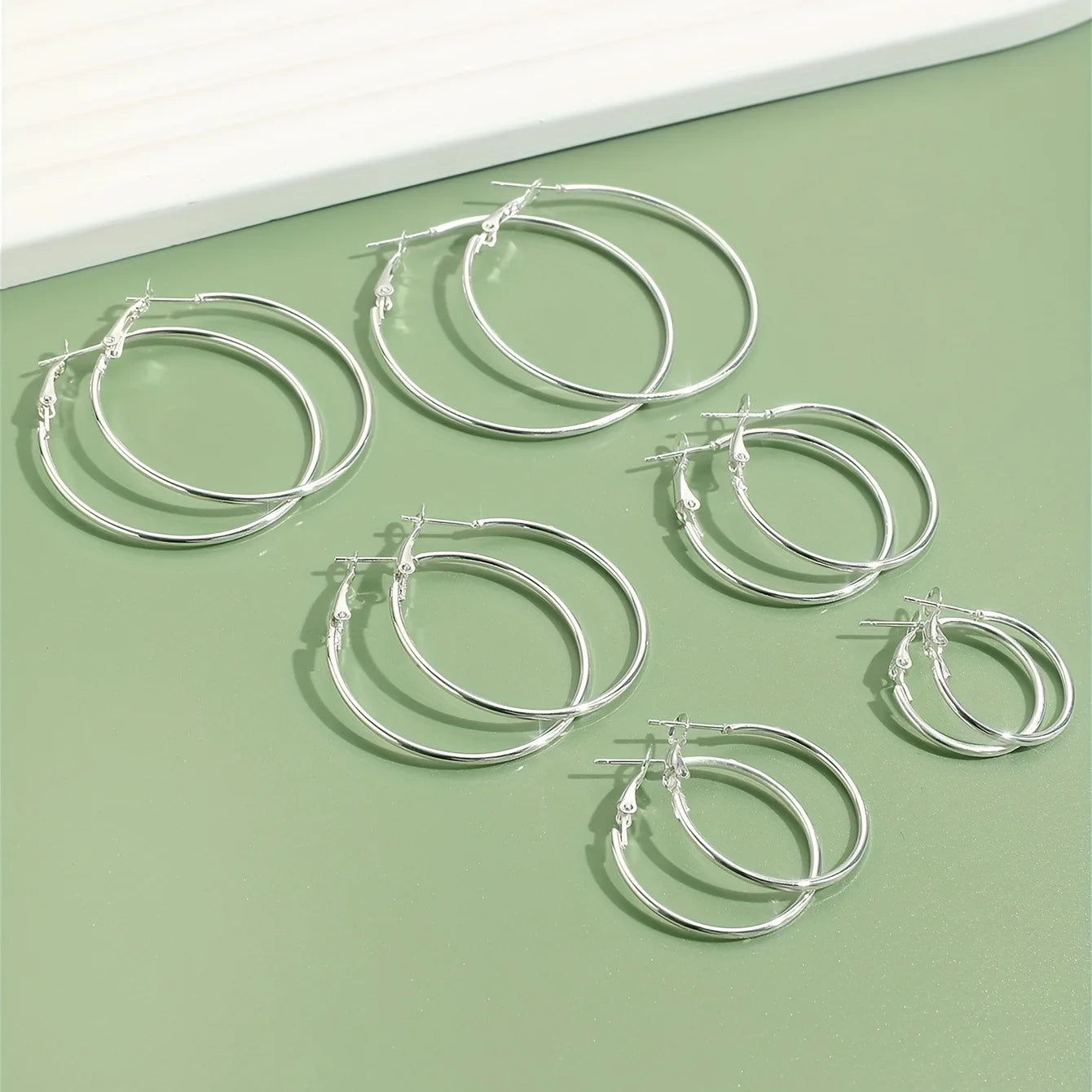 6-Pair Stainless Steel Hoop Earrings Set
