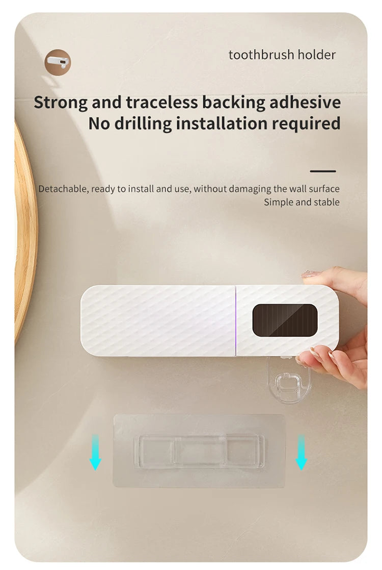 Smart Wall-Mounted Toothbrush Rack Toothpaste Dispenser 3-Slot