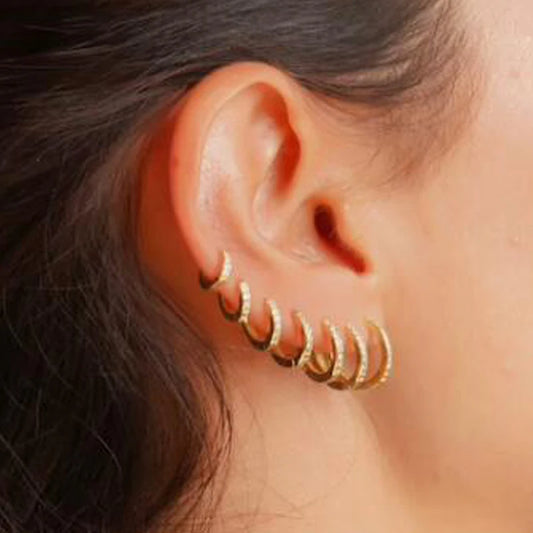 Stainless Steel Crystal Zirconia Huggie Earrings