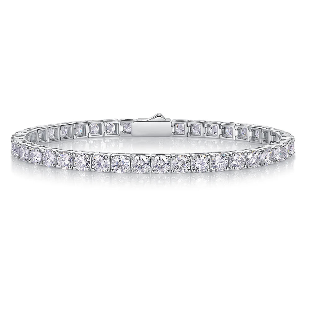 Sweetrain Moissanite Tennis Bracelet: 925 Sterling Silver & 18K Gold Plated