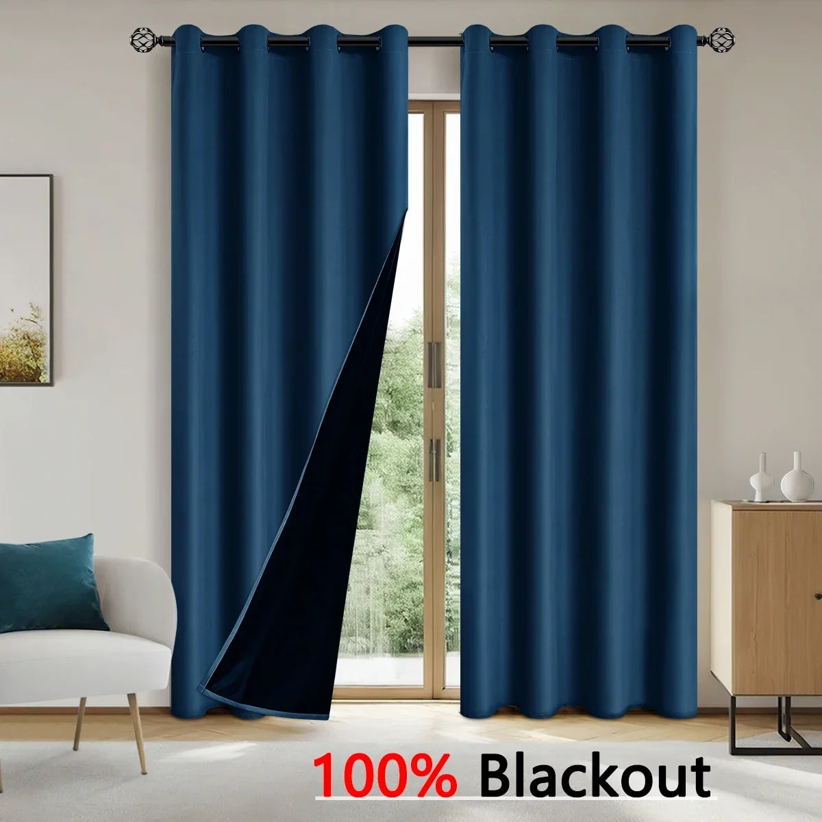 Modern 100% Blackout Solid Window Curtains