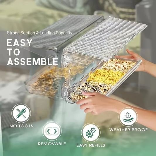 Large Window Bird Feeder with Seed Tray