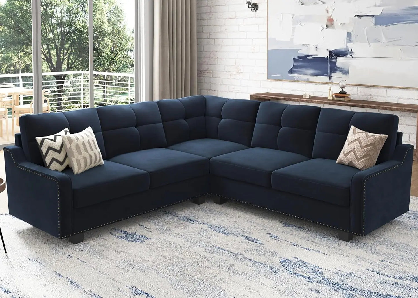 Convertible L-Shaped Sectional Sofa Living Room