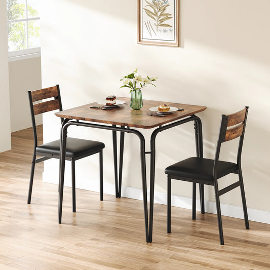Compact 3-Piece Wood Dining Table Set