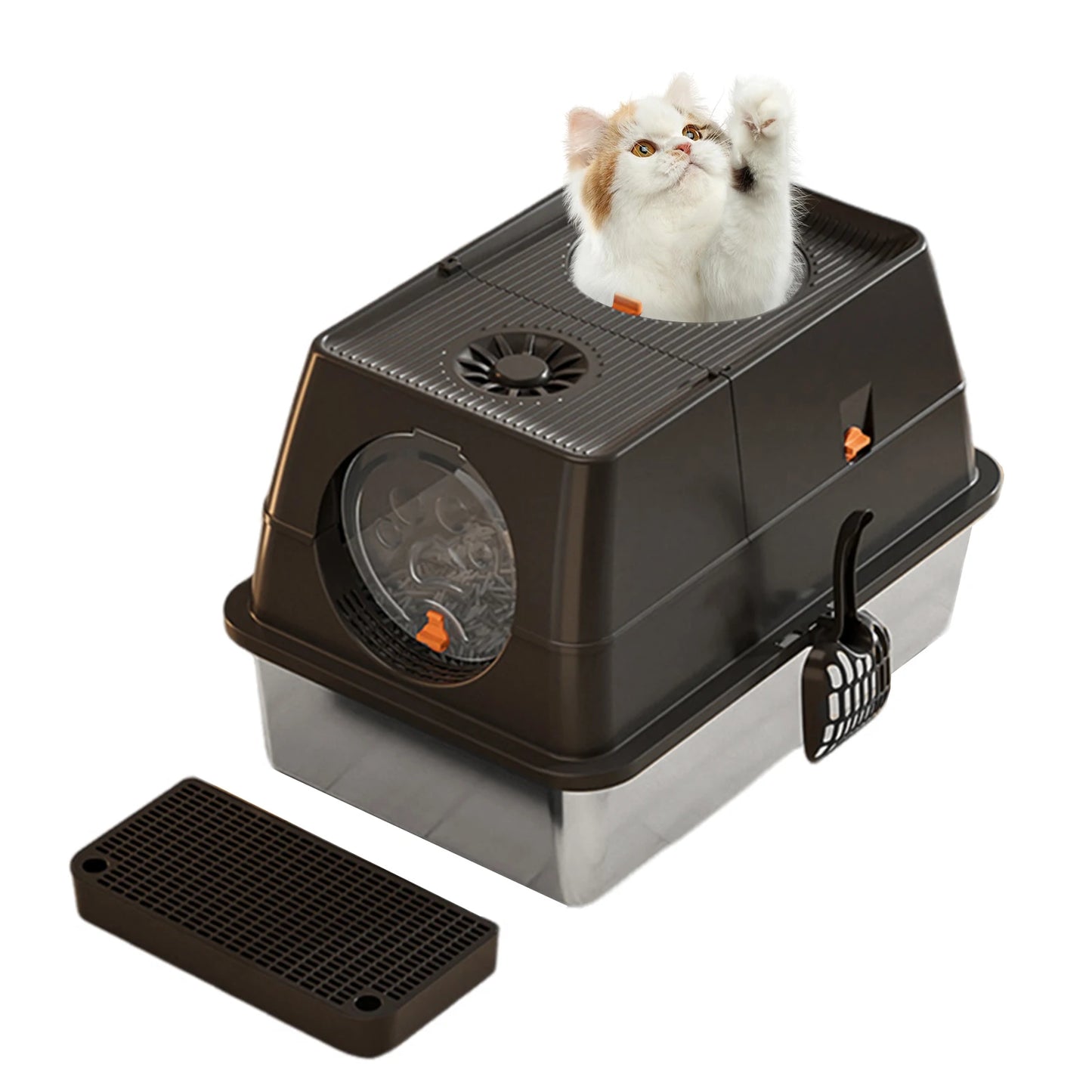 Stainless Steel Enclosed Cat Litter Box with Lid