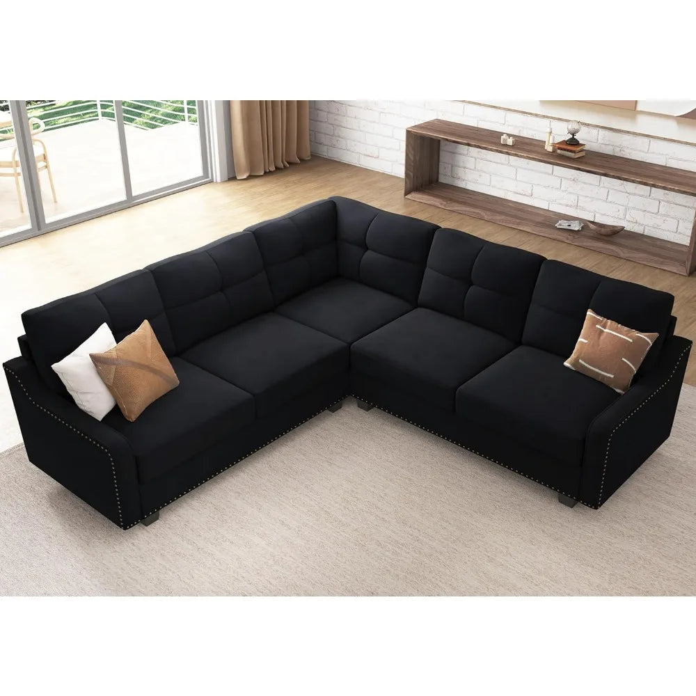 Convertible L-Shaped Sectional Sofa Living Room