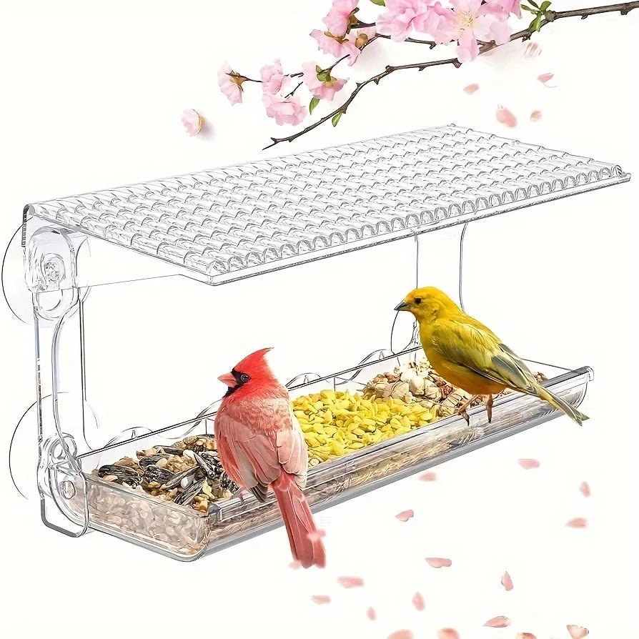 Large Window Bird Feeder with Seed Tray