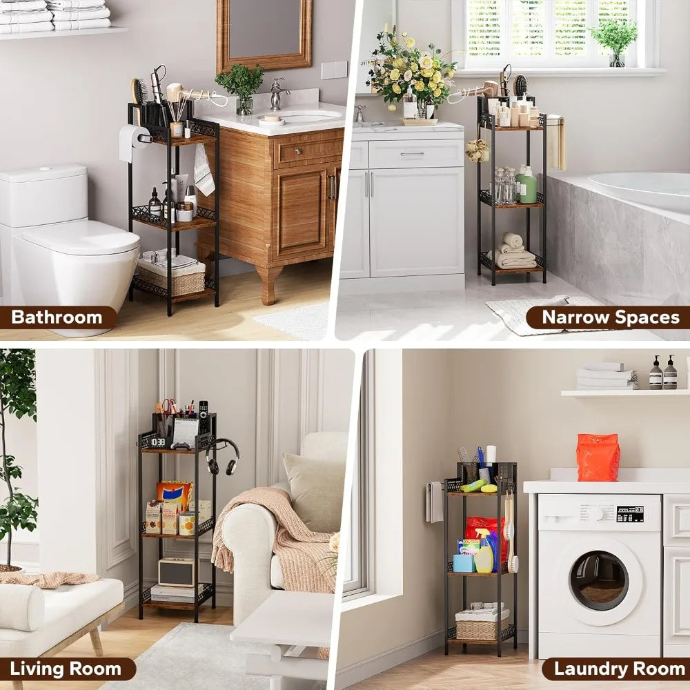 3-Tier Bathroom Shelf Organizer with Dryer Holder
