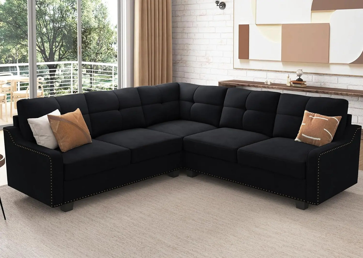Convertible L-Shaped Sectional Sofa Living Room