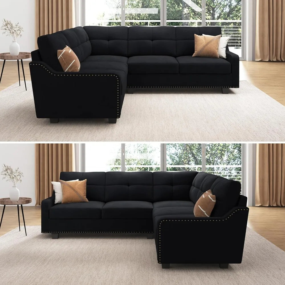Convertible L-Shaped Sectional Sofa Living Room