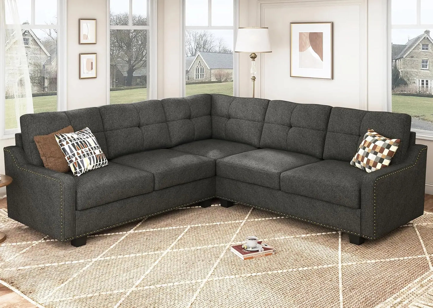 Convertible L-Shaped Sectional Sofa Living Room