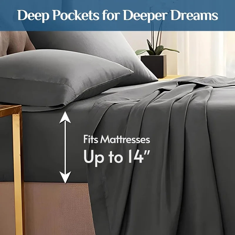 Dark Grey Queen Deep Pocket Sheet Set