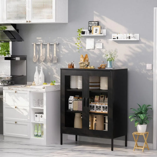 Metal Buffet Sideboard Cabinet with Adjustable Storage