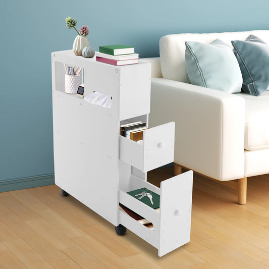 Narrow Bathroom Storage Cabinet Floor Drawer Organizer
