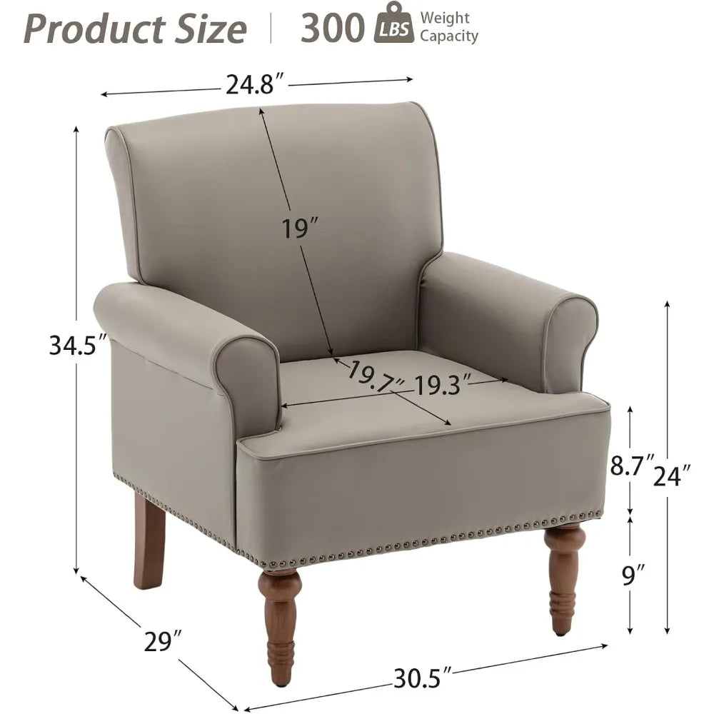 Mid-Century Faux Leather Accent Chair Lounge