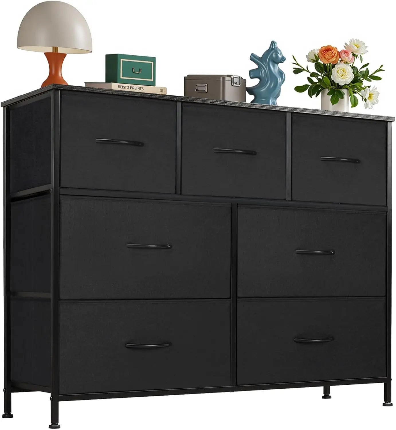 7-Drawer Fabric Dresser Organizer TV Stand