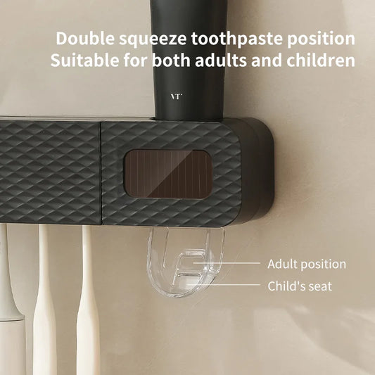 Smart Wall-Mounted Toothbrush Rack Toothpaste Dispenser 3-Slot