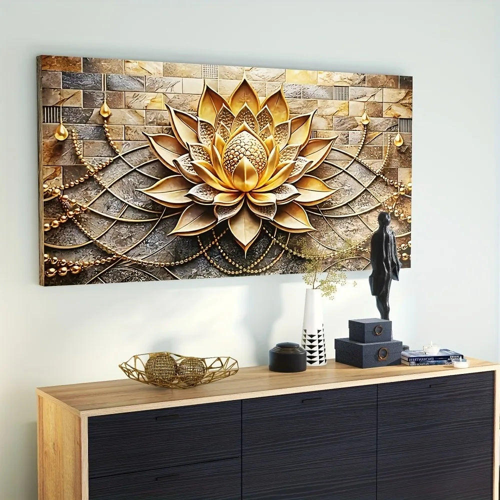 Modern Abstract Black Gold Floral Canvas Art