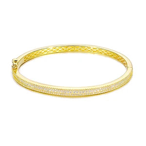 Men's 4mm 3-Row Moissanite Cuff Bangle | 925 Sterling Silver Hip Hop Bracelet