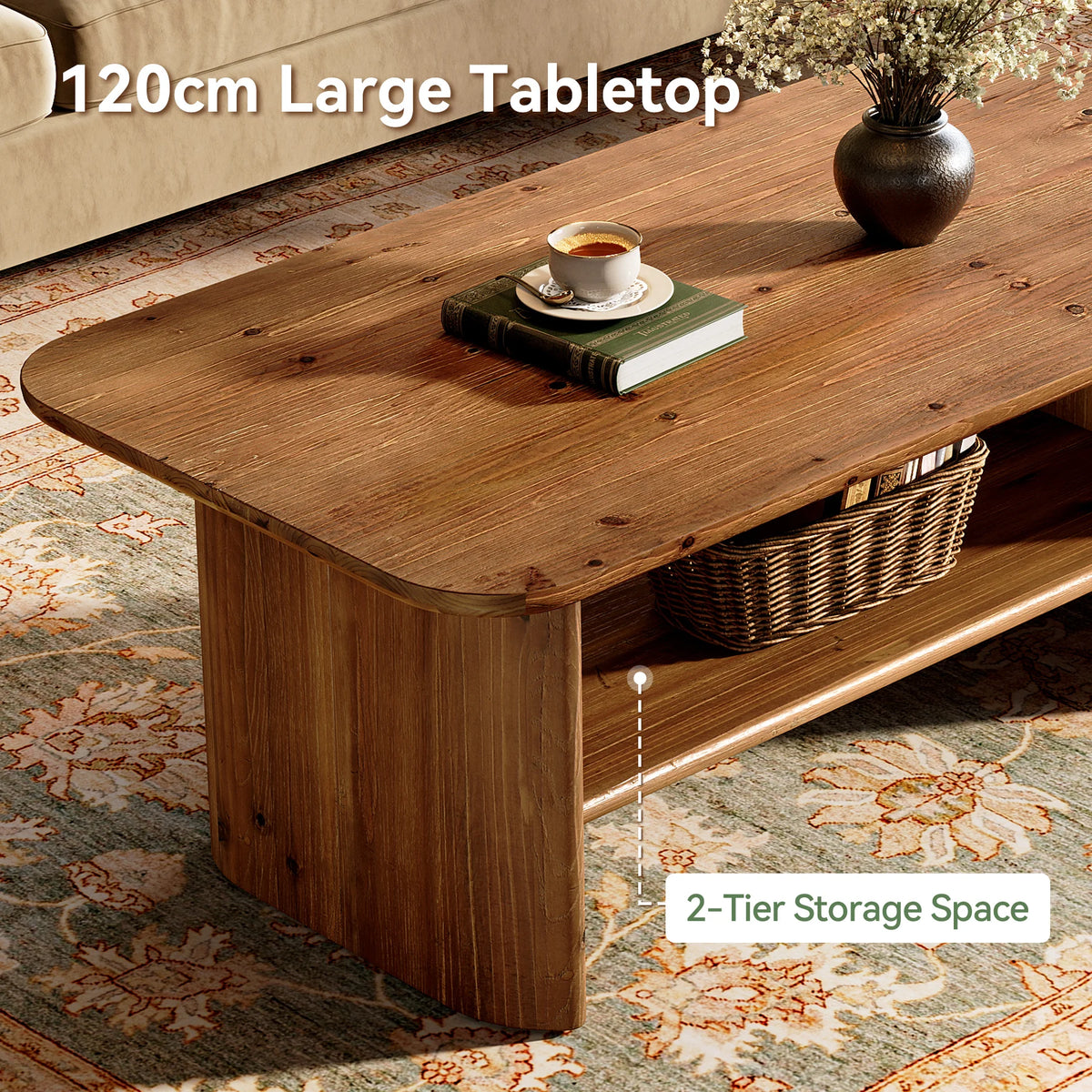 Solid Wood Coffee Table for Living Room
